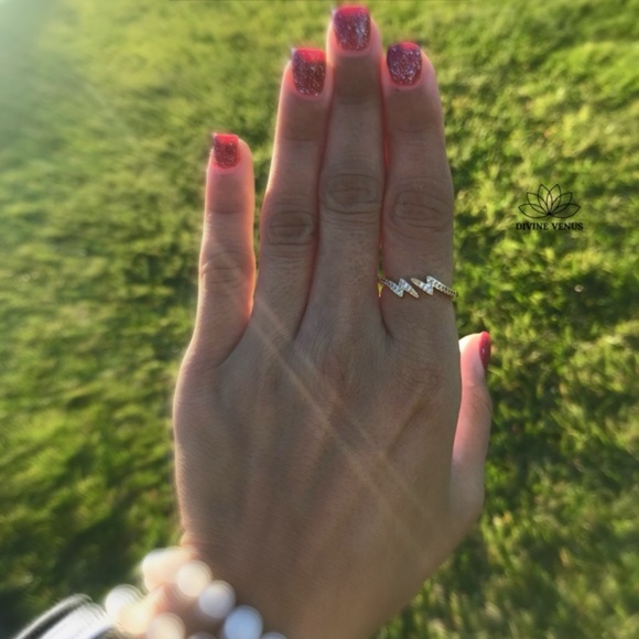 Lighning Bolt Ring | Gold Plated Brass - Picture 2 of 9